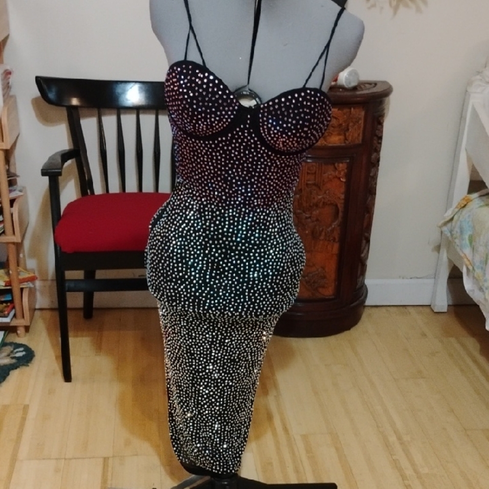 Banjul Strapless Black and White Dress